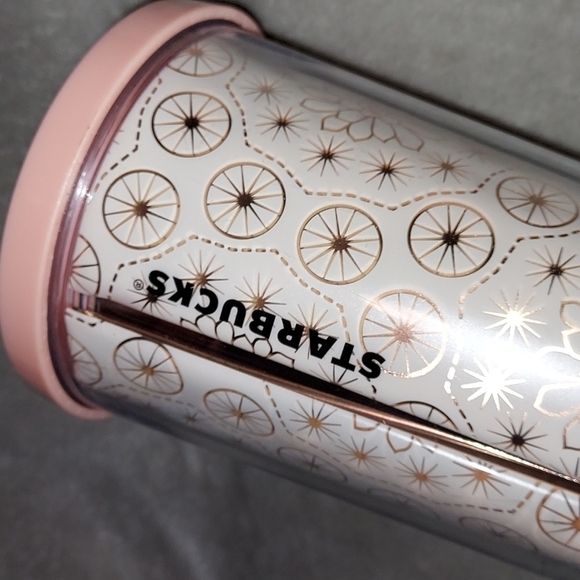 Starbucks Cactus Tumbler Pink Peach Venti Floral Flower Rose Gold. No straw - Picture 5 of 9